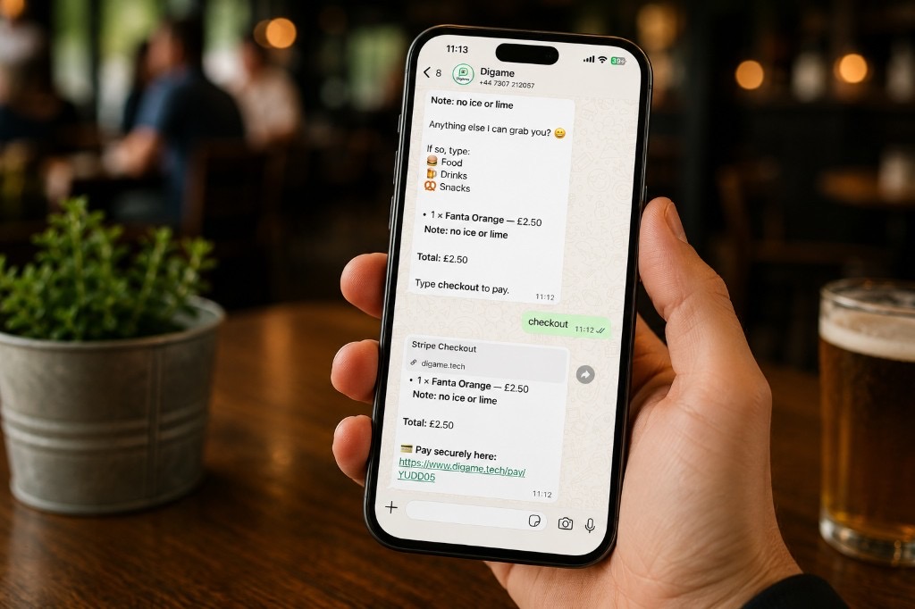 Order confirmed with item notes Customer order confirmed in WhatsApp with item notes and modifiers